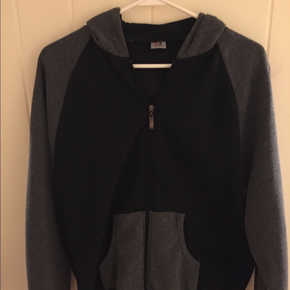 Black and grey zip up hoodie Size Medium